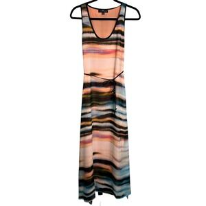 Sanctuary‎ Clothing Women Maxi Dress Size M Abstract Stripe Sleeveless Belted